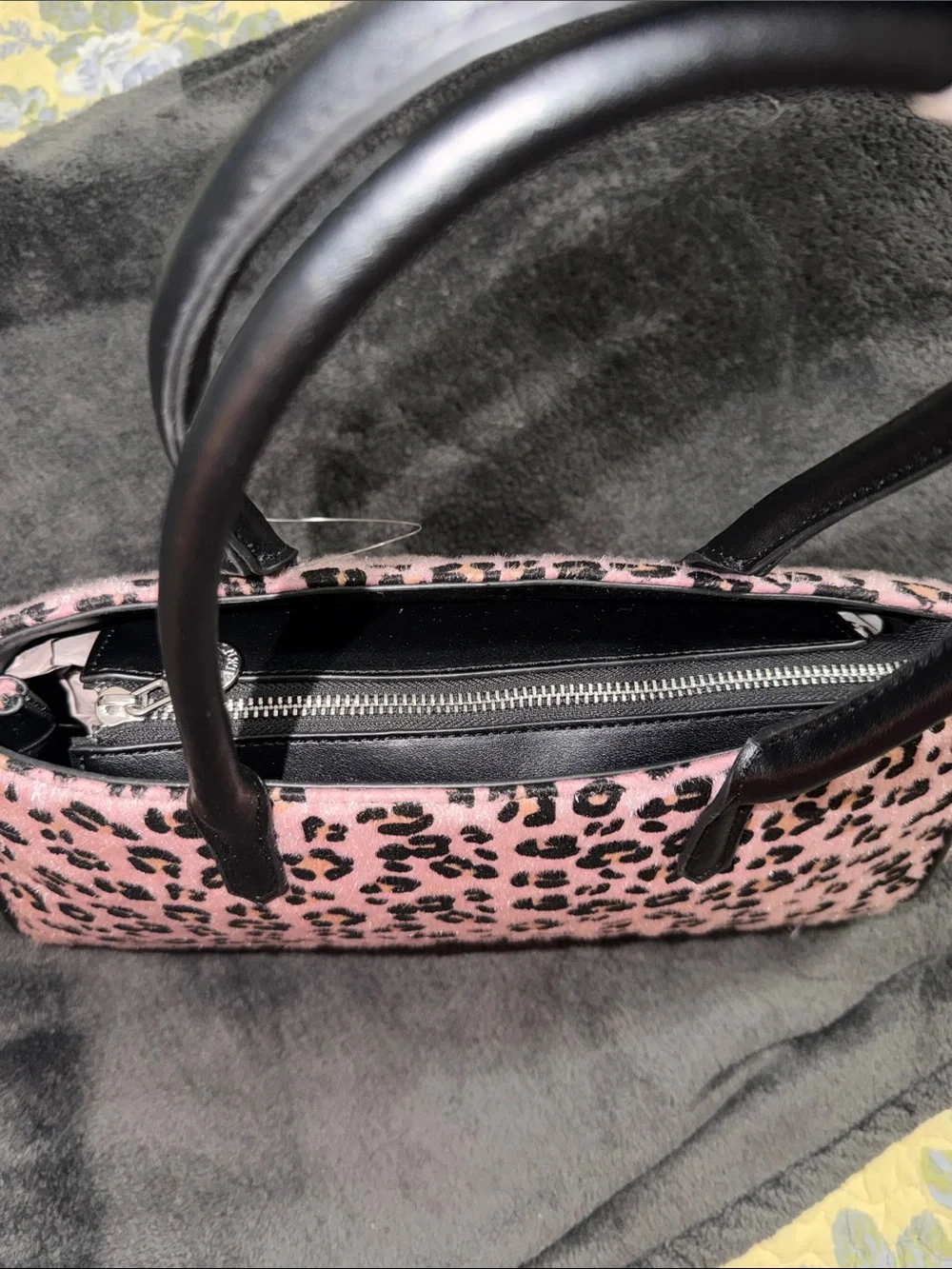 Valentino Orlandi Pink and Black Leopard-Print Satchel NWOT - Picture 9 of 9